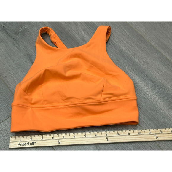 Lululemon Women's Orange Racerback Wunder Train Long Line Sports Bra Size 6 - Picture 2 of 8
